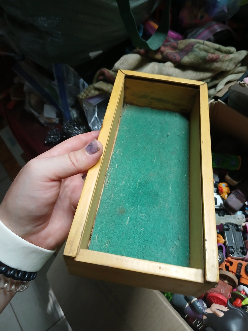 vintage wooden drawer tray classic machinist/jewelry Chips 9 3/4"x4.5" No Top